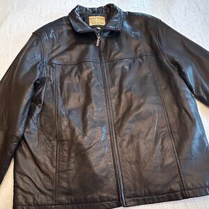 Men's*BOSTON HARBOR Black Leather Jacket*Zip front*Size L